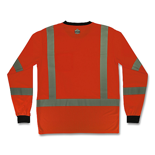 ergodyne GloWear 8369BK Class 3 Essential Hi-Vis Long Sleeve T-Shirt with Black Bottom, 2X-Large, Orange (22226)