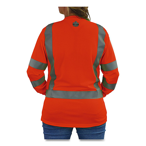 ergodyne GloWear 8374 Class 3 Women's Essential Hi-Vis Long Sleeve T-Shirt, 2X-Large, Orange (22156)