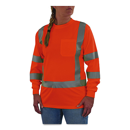 ergodyne GloWear 8374 Class 3 Women's Essential Hi-Vis Long Sleeve T-Shirt, 3X-Large, Orange (22157)