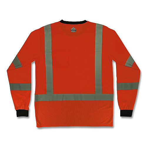 ergodyne GloWear 8369BK Class 3 Essential Hi-Vis Long Sleeve T-Shirt with Black Bottom, 4X-Large, Orange (22228)