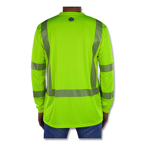 ergodyne GloWear 8370 Class 3 Performance Hi-Vis Long Sleeve T-Shirt, X-Small, Lime (22251)
