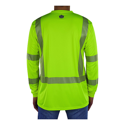 ergodyne GloWear 8370 Class 3 Performance Hi-Vis Long Sleeve T-Shirt, Large, Lime (22254)