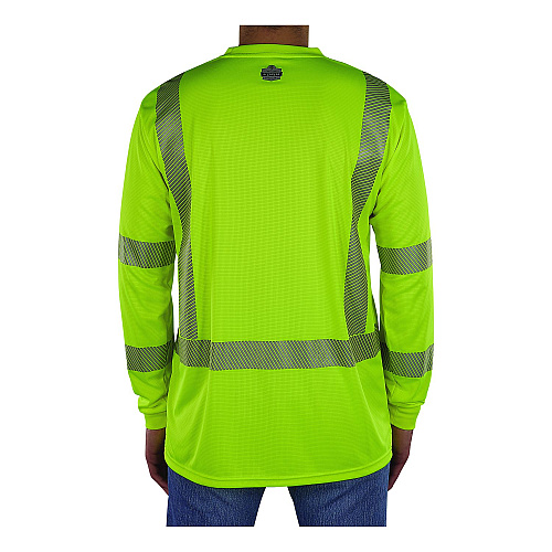 ergodyne GloWear 8370 Class 3 Performance Hi-Vis Long Sleeve T-Shirt, X-Large, Lime (22255)
