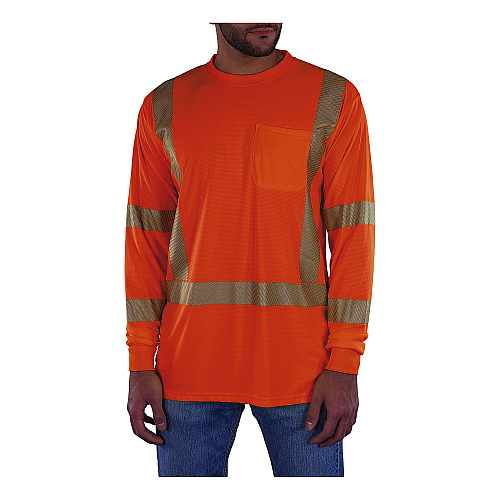 ergodyne GloWear 8370 Class 3 Performance Hi-Vis Long Sleeve T-Shirt, Small, Orange (22262)