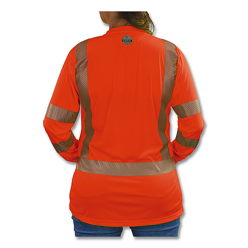 ergodyne GloWear 8387 Class 3 Women's Performance Hi-Vis Long Sleeve T-Shirt, 2X-Large, Orange (22366)