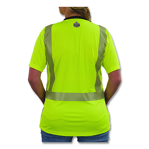 ergodyne GloWear 8276BK Class 2 Women's Performance Hi-Vis T-Shirt with Black Bottom, Small, Lime (22312)