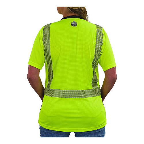 ergodyne GloWear 8276BK Class 2 Women's Performance Hi-Vis T-Shirt with Black Bottom, Medium, Lime (22313)