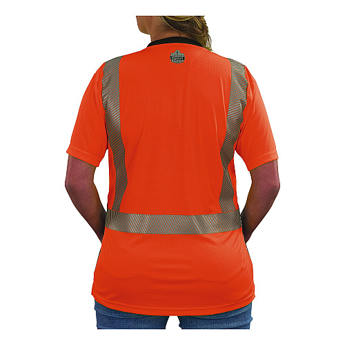 ergodyne GloWear 8276BK Class 2 Women's Performance Hi-Vis T-Shirt with Black Bottom, X-Small, Orange (22321)