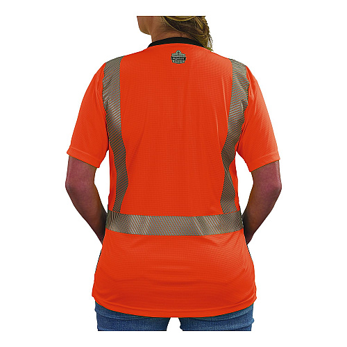 ergodyne GloWear 8276BK Class 2 Women's Performance Hi-Vis T-Shirt with Black Bottom, Medium, Orange (22323)