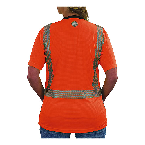 ergodyne GloWear 8276BK Class 2 Women's Performance Hi-Vis T-Shirt with Black Bottom, X-Large, Orange (22325)