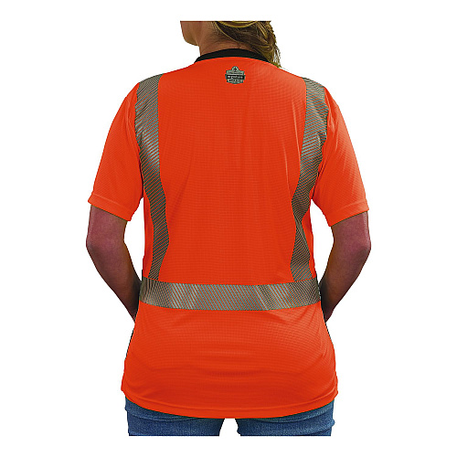 ergodyne GloWear 8276BK Class 2 Women's Performance Hi-Vis T-Shirt with Black Bottom, 3X-Large, Orange (22327)