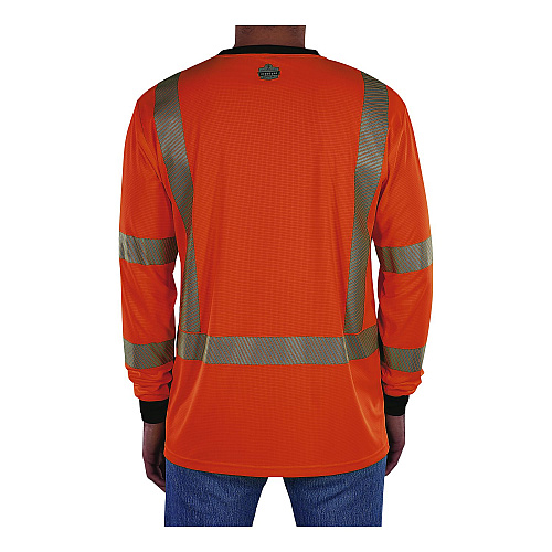 ergodyne GloWear 8371BK Class 3 Performance Hi-Vis Long Sleeve T-Shirt with Black Bottom, X-Large, Orange (22305)