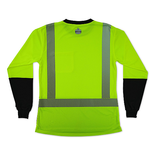 ergodyne GloWear 8278BK Class 2 Women's Performance Hi-Vis Long Sleeve T-Shirt with Black Bottom, Small, Lime (22332)