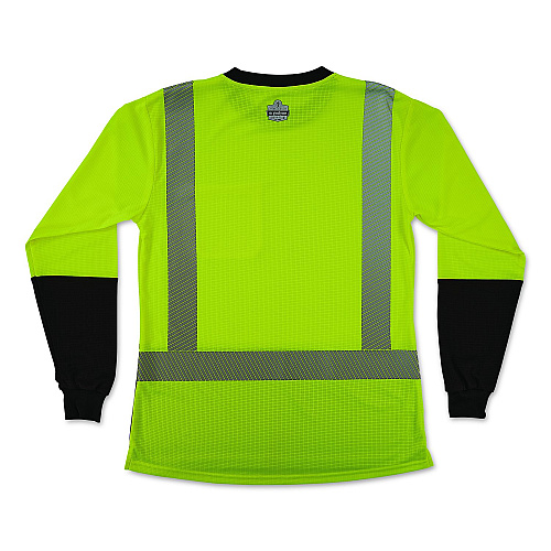 ergodyne GloWear 8278BK Class 2 Women's Performance Hi-Vis Long Sleeve T-Shirt with Black Bottom, Medium, Lime (22333)