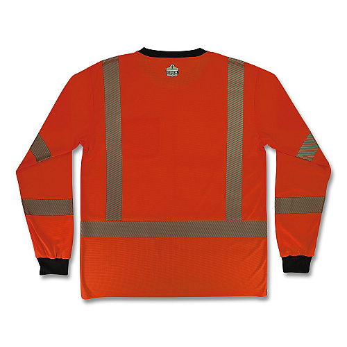 ergodyne GloWear 8371BK Class 3 Performance Hi-Vis Long Sleeve T-Shirt with Black Bottom, 4X-Large, Orange (22308)