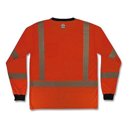 ergodyne GloWear 8371BK Class 3 Performance Hi-Vis Long Sleeve T-Shirt with Black Bottom, 5X-Large, Orange (22309)
