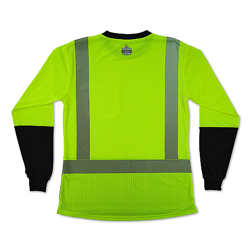 ergodyne GloWear 8278BK Class 2 Women's Performance Hi-Vis Long Sleeve T-Shirt with Black Bottom, X-Large, Lime (22335)