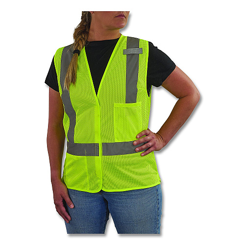 ergodyne GloWear 8210HLW-S Class 2 Women's Hi-Vis Vest with Hook-and-Loop, Polyester, X-Large, Lime (22405)