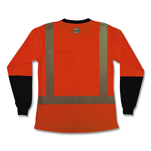 ergodyne GloWear 8278BK Class 2 Women's Performance Hi-Vis Long Sleeve T-Shirt with Black Bottom, Large, Orange (22344)