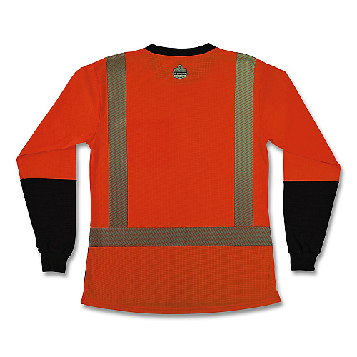 ergodyne GloWear 8278BK Class 2 Women's Performance Hi-Vis Long Sleeve T-Shirt with Black Bottom, X-Large, Orange (22345)
