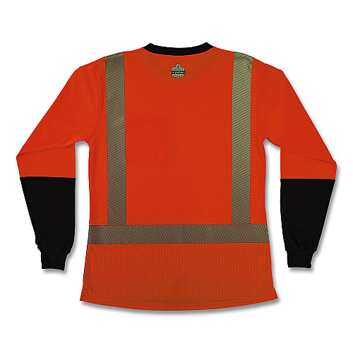 ergodyne GloWear 8278BK Class 2 Women's Performance Hi-Vis Long Sleeve T-Shirt with Black Bottom, 3X-Large, Orange (22347)