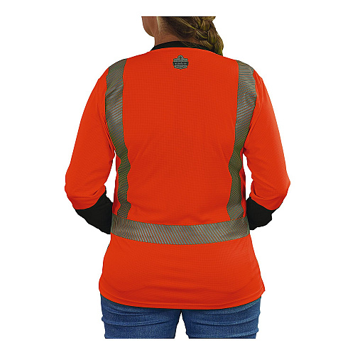 ergodyne GloWear 8278BK Class 2 Women's Performance Hi-Vis Long Sleeve T-Shirt with Black Bottom, 3X-Large, Orange (22347)
