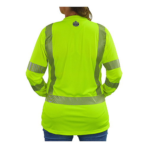 ergodyne GloWear 8387 Class 3 Women's Performance Hi-Vis Long Sleeve T-Shirt, Small, Lime (22352)