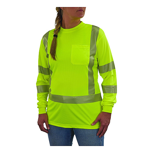 ergodyne GloWear 8387 Class 3 Women's Performance Hi-Vis Long Sleeve T-Shirt, Large, Lime (22354)