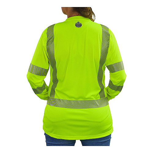 ergodyne GloWear 8387 Class 3 Women's Performance Hi-Vis Long Sleeve T-Shirt, Large, Lime (22354)