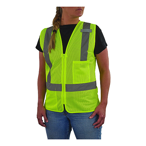 ergodyne GloWear 8210ZW-S Class 2 Women's Hi-Vis Vest with Zipper, Polyester, X-Large, Lime (22425)