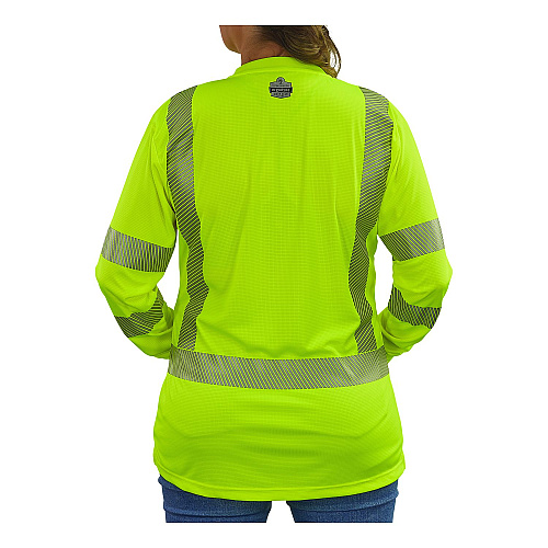 ergodyne GloWear 8387 Class 3 Women's Performance Hi-Vis Long Sleeve T-Shirt, X-Large, Lime (22355)
