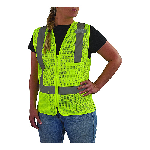 ergodyne GloWear 8210ZW-S Class 2 Women's Hi-Vis Vest with Zipper, Polyester, 2X-Large, Lime (22426)