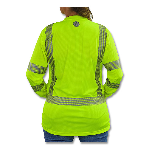 ergodyne GloWear 8387 Class 3 Women's Performance Hi-Vis Long Sleeve T-Shirt, 2X-Large, Lime (22356)