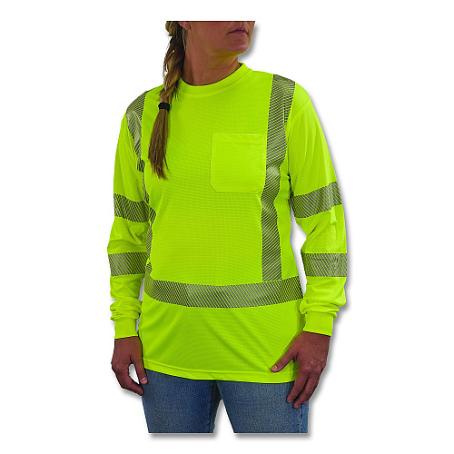 ergodyne GloWear 8387 Class 3 Women's Performance Hi-Vis Long Sleeve T-Shirt, 3X-Large, Lime (22357)