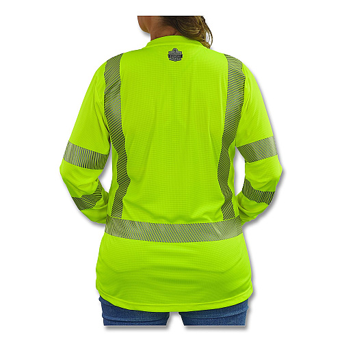 ergodyne GloWear 8387 Class 3 Women's Performance Hi-Vis Long Sleeve T-Shirt, 3X-Large, Lime (22357)