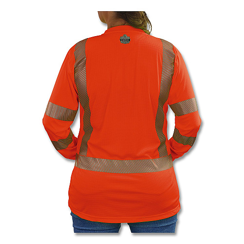 ergodyne GloWear 8387 Class 3 Women's Performance Hi-Vis Long Sleeve T-Shirt, X-Large, Orange (22365)