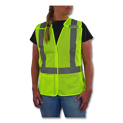 ergodyne GloWear 8215BAW-S Class 2 Women's Hi-Vis Breakaway Vest with Hook-and-Loop, Polyester, Large, Lime (22444)