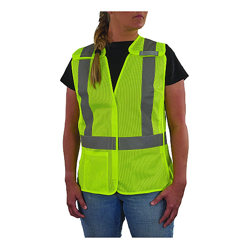 ergodyne GloWear 8215BAW-S Class 2 Women's Hi-Vis Breakaway Vest with Hook-and-Loop, Polyester, 2X-Large, Lime (22446)
