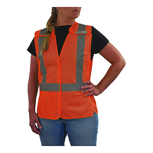 ergodyne GloWear 8215BAW-S Class 2 Women's Hi-Vis Breakaway Vest with Hook-and-Loop, Polyester, X-Large, Orange (22455)