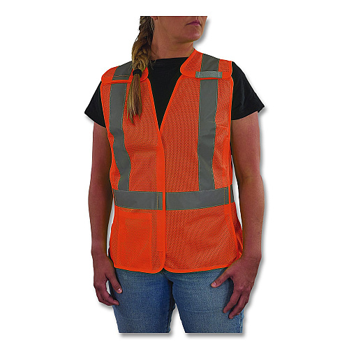 ergodyne GloWear 8215BAW-S Class 2 Women's Hi-Vis Breakaway Vest with Hook-and-Loop, Polyester, 2X-Large, Orange (22456)