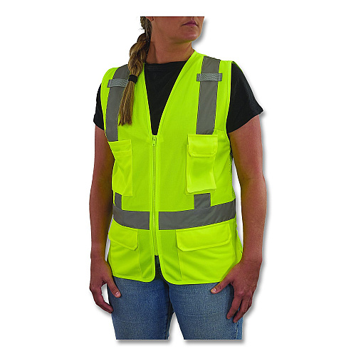 ergodyne GloWear 8247ZW-S Class 2 Women's Hi-Vis Surveyor Vest with Zipper, Polyester, Medium, Lime (22463)