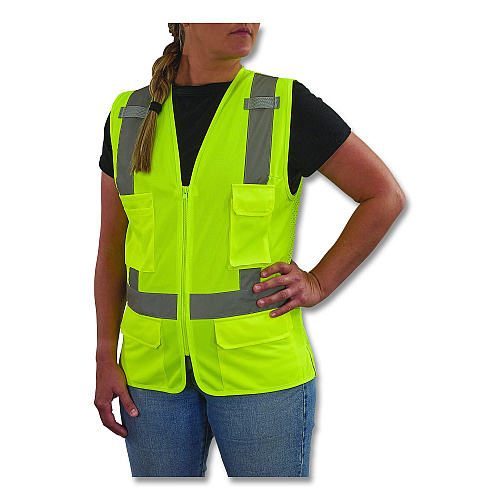 ergodyne GloWear 8247ZW-S Class 2 Women's Hi-Vis Surveyor Vest with Zipper, Polyester, Medium, Lime (22463)
