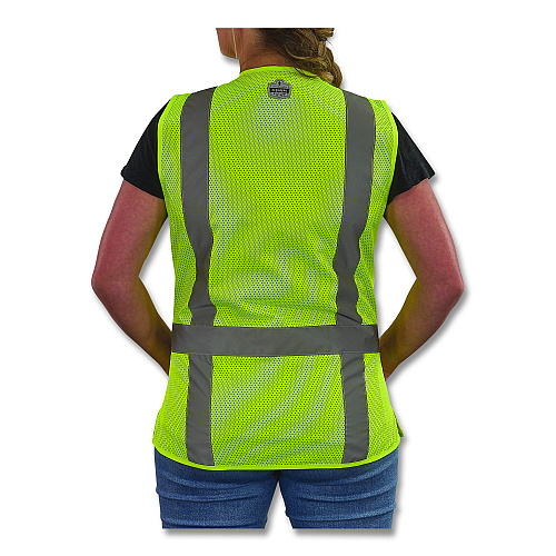 ergodyne GloWear 8247ZW-S Class 2 Women's Hi-Vis Surveyor Vest with Zipper, Polyester, 2X-Large, Lime (22466)