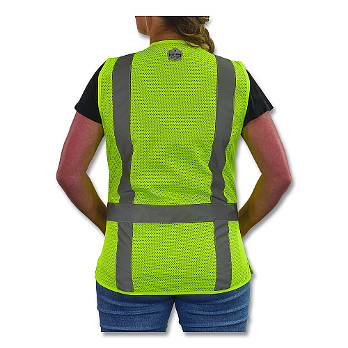 ergodyne GloWear 8247ZW-S Class 2 Women's Hi-Vis Surveyor Vest with Zipper, Polyester, 3X-Large, Lime (22467)