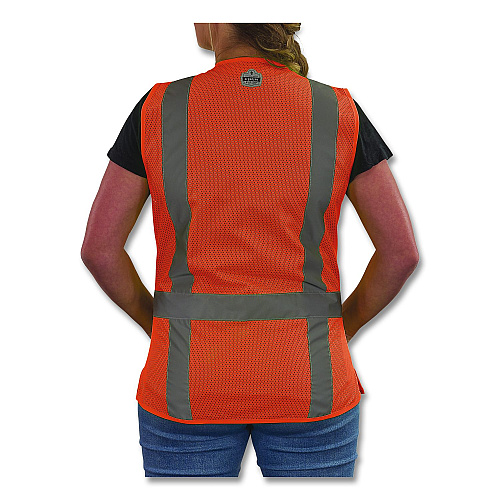 ergodyne GloWear 8247ZW-S Class 2 Women's Hi-Vis Surveyor Vest with Zipper, Polyester, Small, Orange (22472)