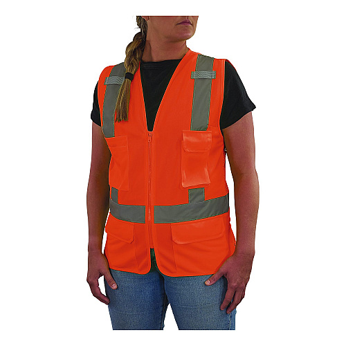 ergodyne GloWear 8247ZW-S Class 2 Women's Hi-Vis Surveyor Vest with Zipper, Polyester, 2X-Large, Orange (22476)