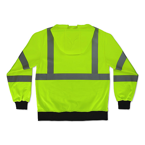 ergodyne GloWear 8311BK Class 3 Essential Hi-Vis Hooded Sweatshirt with Black Bottom, Medium, Lime (22873)