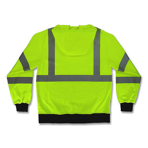 ergodyne GloWear 8312BK Class 3 Essential Hi-Vis Hooded Zip-Up Sweatshirt with Black Bottom, Medium, Lime (22933)