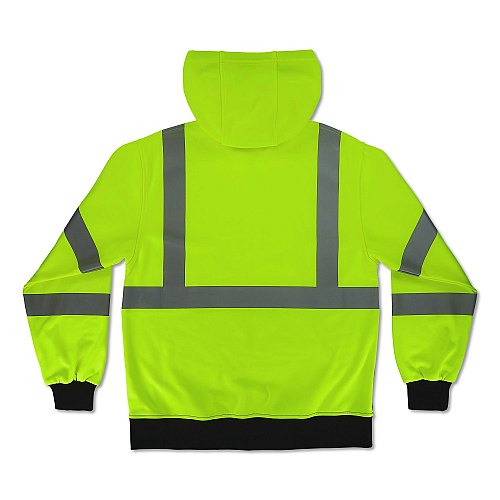 ergodyne GloWear 8312BK Class 3 Essential Hi-Vis Hooded Zip-Up Sweatshirt with Black Bottom, X-Large, Lime (22935)