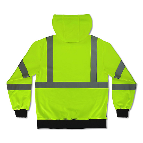 ergodyne GloWear 8312BK Class 3 Essential Hi-Vis Hooded Zip-Up Sweatshirt with Black Bottom, 2X-Large, Lime (22936)
